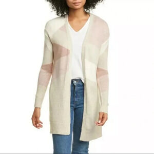 ADYSON PARKER |  DROP SHOULDER COLOR BLOCK OATMEAL COMBO CARDIGAN SWEATER